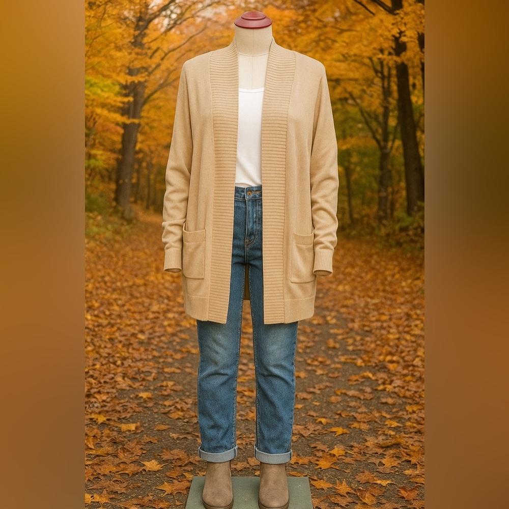 Urban CoCo Tan Women's Long Sleeve  Open Front Cardigan Sweater Size XL NWOT